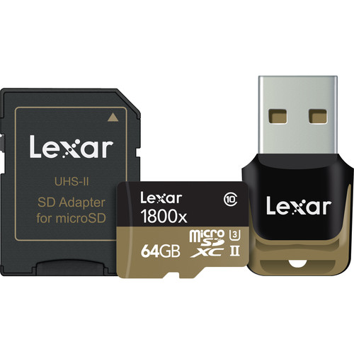 Lexar 64GB Professional 1800x UHS-II microSDXC Memory Card (U3)