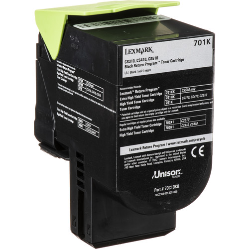 Lexmark 701K Black Return Program Toner Cartridge for Select Color Laser Printers