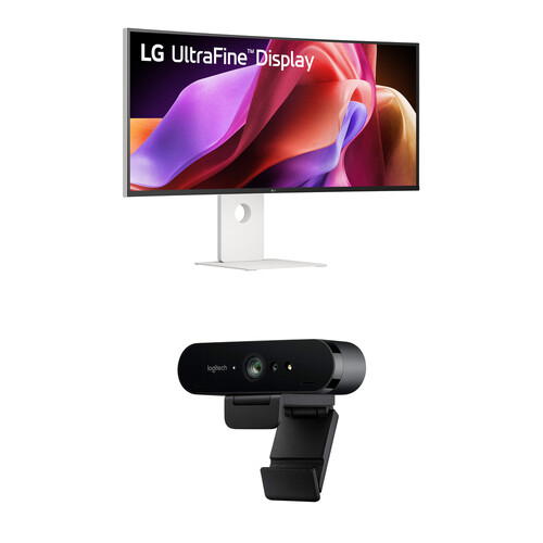 LG 39.7" UltraFine 5K2K Curved Ultrawide Monitor & Logitech BRIO Ultra HD Pro 4K Webcam Kit
