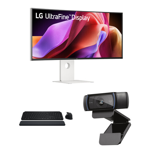 LG 39.7" UltraFine 5K2K Curved Ultrawide Monitor with Logitech Webcam & Wireless MX S Productivity Kit
