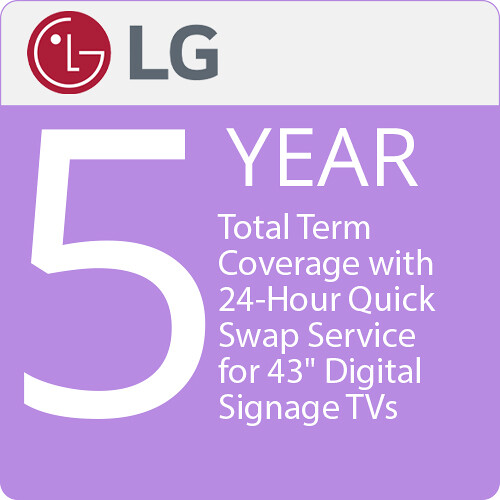 LG 5-Year Total Term Coverage with 24-Hour Quick Swap Service for 43" Digital Signage TVs
