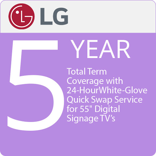 LG 5-Year Total Term Coverage with 24-Hour White-Glove Quick Swap Service for 55" Digital Signage TVs