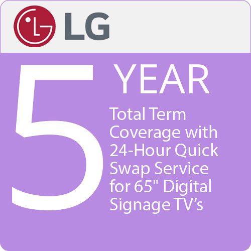 LG 5-Year Total Term Coverage with 24-Hour Quick Swap Service for 65" Digital Signage TVs