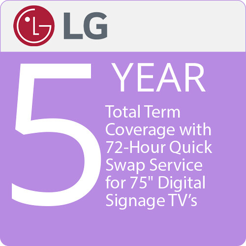 LG 5-Year Total Term Coverage with 72-Hour Quick Swap Service for 75" Digital Signage TVs