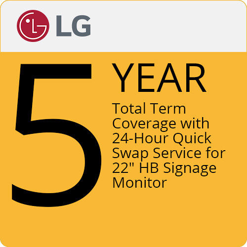 LG 5-Year Total Term Coverage with 24-Hour Quick Swap Service for 22" HB Signage Monitor