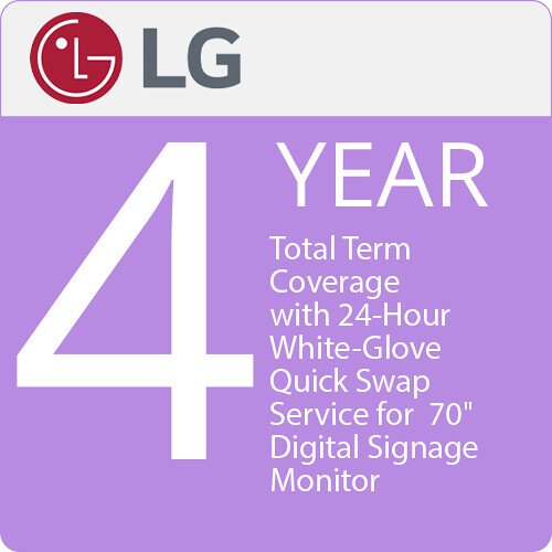 LG 4-Year Total Term Coverage with 24-Hour White-Glove Quick Swap Service for 70" Digital Signage Monit