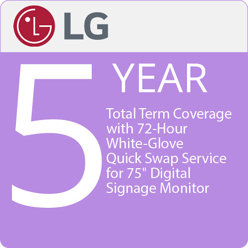 LG 5-Year Total Term Coverage with 72-Hour White-Glove Quick Swap Service for 75" Digital Signage Monit