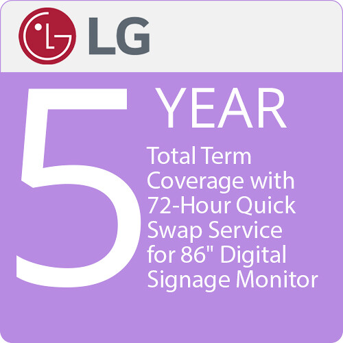 LG 5-Year Total Term Coverage with 72-Hour Quick Swap Service for 86" Digital Signage Monitor