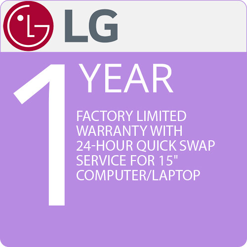 LG 1-Year Factory Limited Warranty with 24-Hour Quick Swap Service for 15" Computer/Laptop