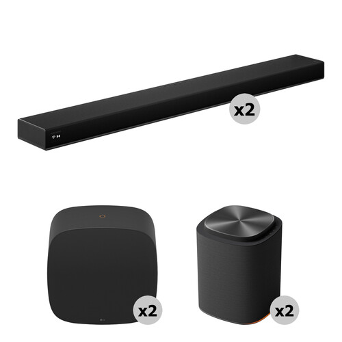 LG Sound Suite AI H7 9.1.6-Channel Dolby Atmos Soundbar Pair with W7 8" Wireless Subwoofer Pair & M5 Wireless Speaker Pair Kit