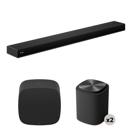 LG Sound Suite AI H7 Dolby Atmos Soundbar, W7 8" Wireless Subwoofer & M5 Wireless Speaker Pair Kit