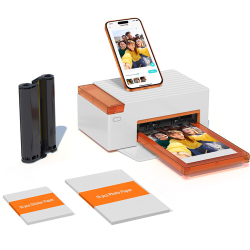Liene Amber M210 Portable Photo Printer with Rechargeable Battery, Ink Cartridge, and Paper Kit