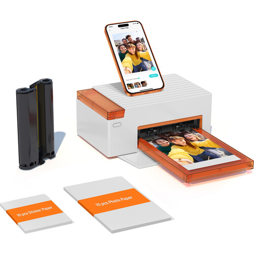 Liene Amber M110 Instant Photo Printer with Paper and Cartridge Kit (10 4 x 6" Sheets, 10 3 x 3" Adhesive Sheets)
