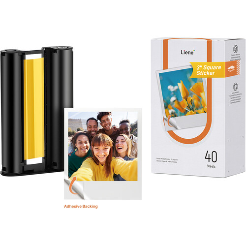 Liene Adhesive Photo Paper and Ink Cartridge (3 x 3", 40 Sheets)