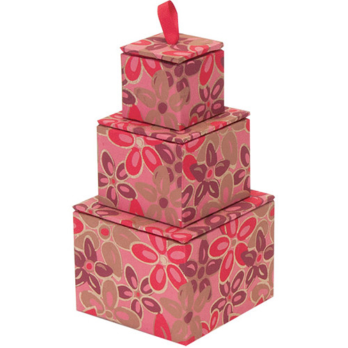 Lineco Stacking Box Tower Kit (Pink-Red Flower, 4 x 4 x 5")