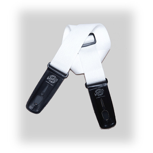 Lock-It 2" Professional Gig Series Guitar Strap (White, Black Ends)