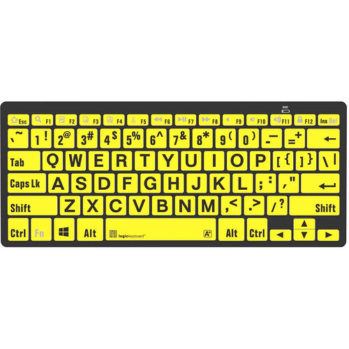 Logickeyboard LargePrint Black-on-Yellow Bluetooth Mini Keyboard (Windows, US English)