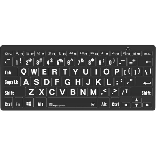 Logickeyboard LargePrint White-on-Black Bluetooth Mini Keyboard (Windows, US English)