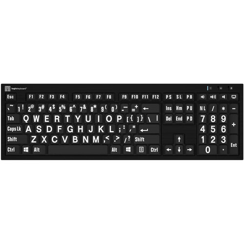 Logickeyboard XL Print NERO PC Slim Line White on Black Keyboard