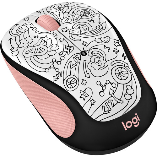 Logitech Doodle Collection M325c Wireless Mouse (Brainstorm Peach)