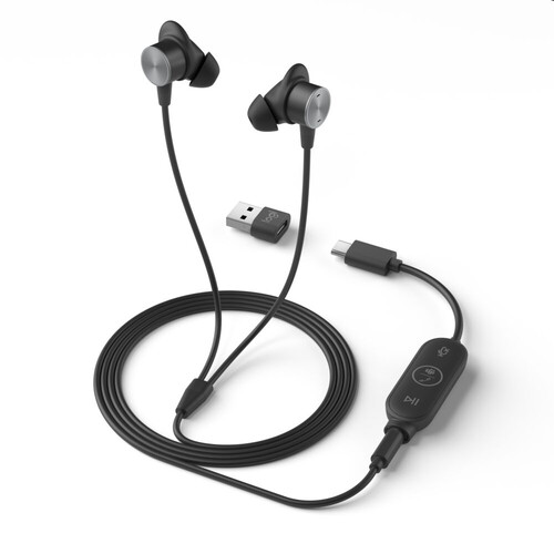 Logitech Zone Wired Earbuds (Graphite, Microsoft Teams)