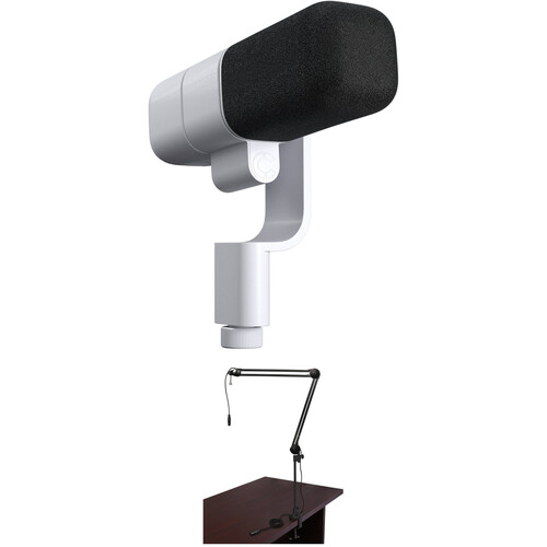 Logitech Blue Sona Active-Dynamic XLR 1-Person Broadcast Microphone Kit with Cabled Broadcast Arm (Off-White)