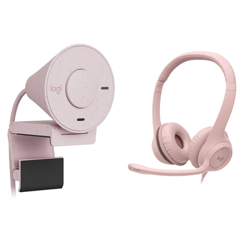 Logitech Brio 300 Webcam & H390 Headset Video Conference Kit (Rose)