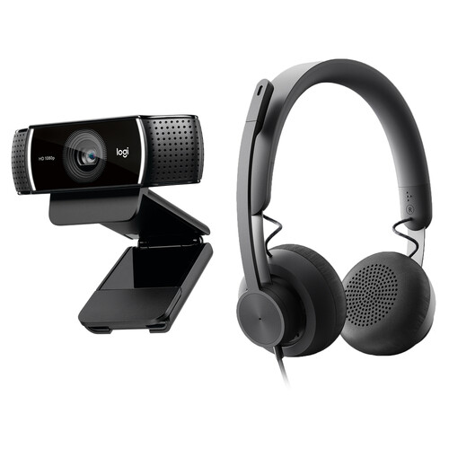 Logitech C922 Pro Stream Webcam with Zone 750 Wired Headset Kit