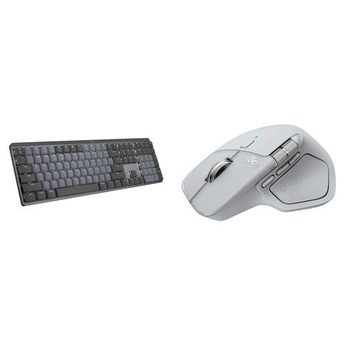 Logitech MX Master 4 Wireless Mouse with Mechanical Keyboard Kit (Pale Gray)