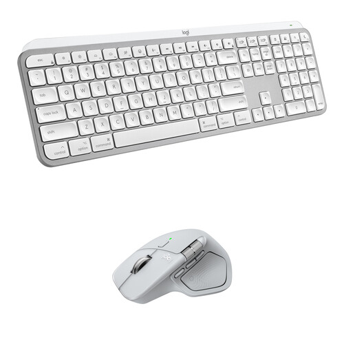 Logitech MX Keys S Wireless Keyboard for Mac & MX Master 4 Mouse Combo Kit (Pale Gray)