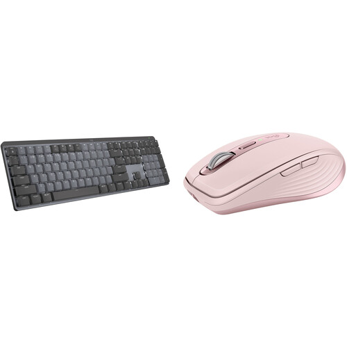 Logitech MX Mechanical Wireless Keyboard & MX Anywhere 3 Mouse Set (Clicky Switches, Rose)