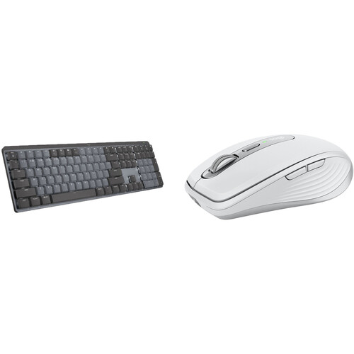Logitech MX Mechanical Wireless Keyboard & MX Anywhere 3 Mouse Set (Tactile Quiet Switches, Pale Gray)