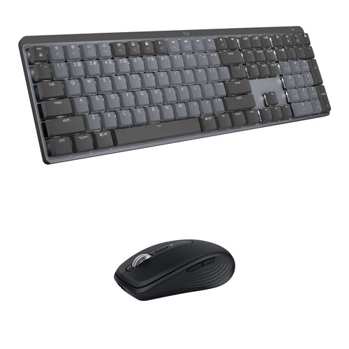 Logitech MX Wireless Mechanical Keyboard & Anywhere 3S Mouse Kit (Tactile Quiet, Black)