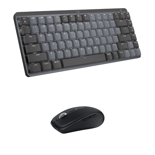 Logitech MX Wireless Mechanical Mini Keyboard and MX Anywhere 3S Mouse Kit (Linear, Gray / Black)