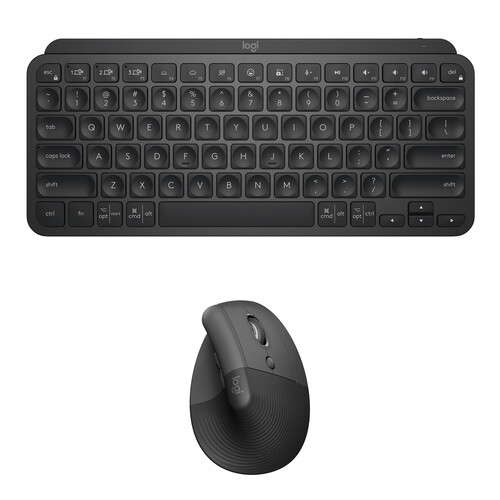 Logitech Wireless MX Keys Mini Keyboard & Lift Vertical Ergonomic Mouse Creative Kit (Black)