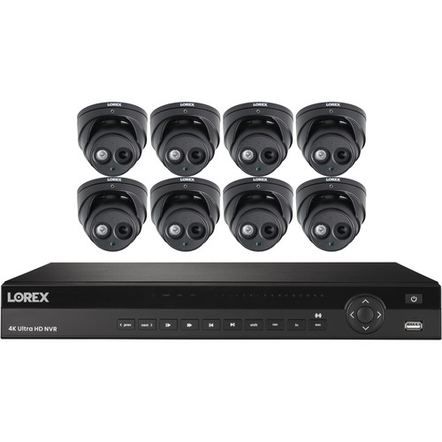 Lorex 16-Channel 4K UHD NVR with 3TB HDD & 8 4K Outdoor Night Vision Dome Cameras