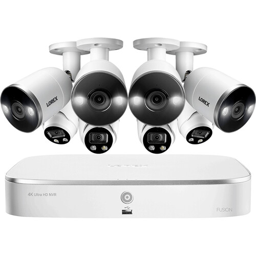 Lorex 8-Channel 4K UHD NVR with 3TB HDD, 4 4K Smart Deterrence Night Vision Bullet Cameras & 4 4K Smart Deterrence Night Vision Dome Cameras