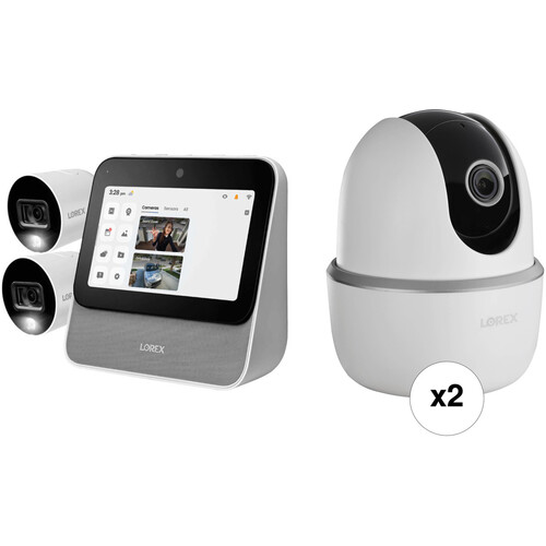 Lorex Smart Home Security Center with 2 1080p Outdoor Wi-Fi Night Vision Bullet Cameras & 2 W261AQC-E 1080p Pan & Tilt Wi-Fi Cameras