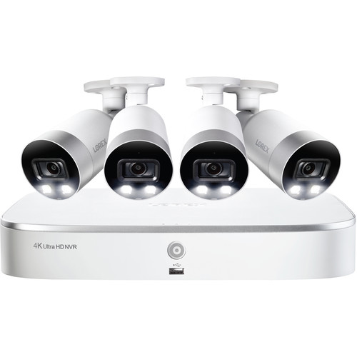 Lorex 4K UHD NVR with 3TB HDD & 4 4K Smart Deterrence Bullet Cameras