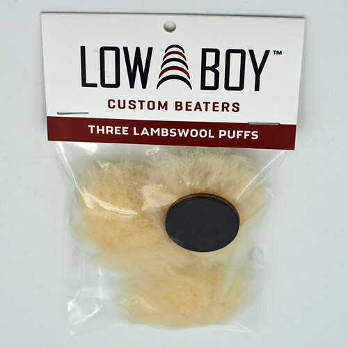 Low Boy Custom Beaters Lambswool Puffs for Bass Drum Beater (3-Pack)