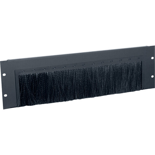 Lowell Manufacturing 19" Cable Brush Panel with Tray for Cable Support (3 RU)