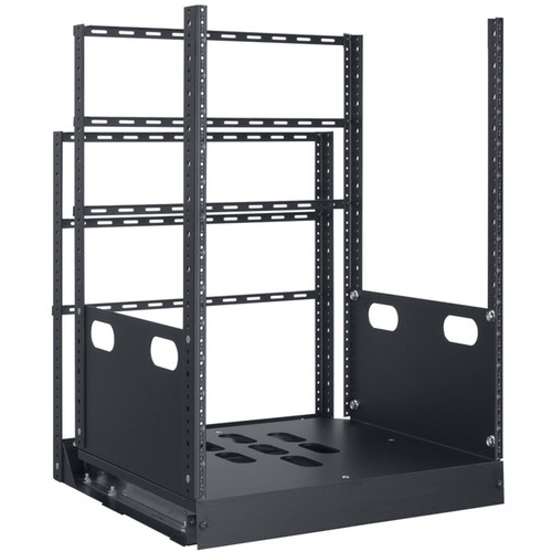 Lowell Manufacturing Rack-Pull And Turn System-14U, 4-Slides, 19" Deep (Black)