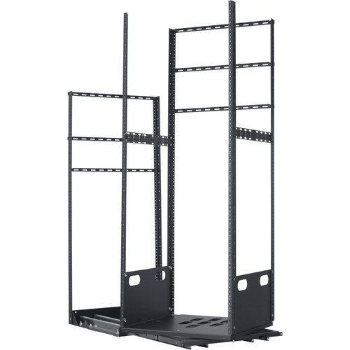 Lowell Manufacturing Rack-Pull And Turn System-28U, 4-Slides, 23" Deep (Black)
