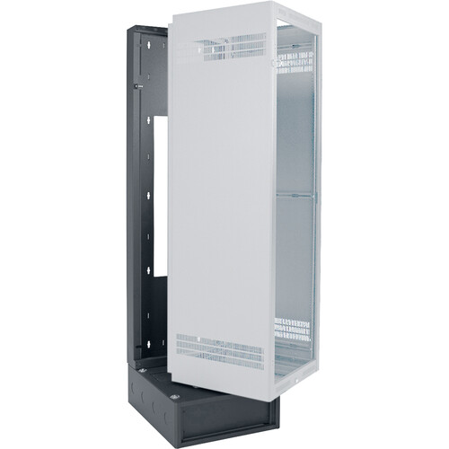 Lowell Manufacturing Wall-Mounted 44 RU, 28" Deep Rack with 4 RU Base (with Back Box)