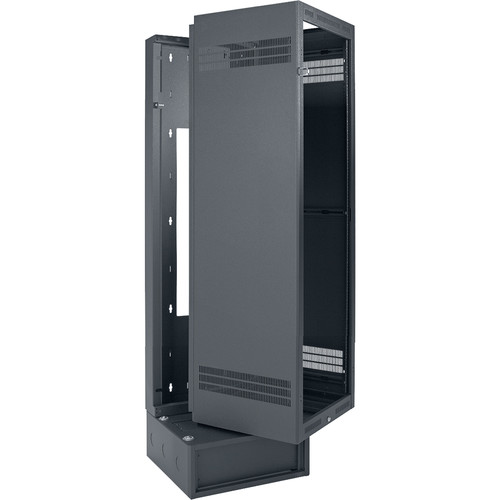 Lowell Manufacturing Rack-Wall/Base Mount-40U, 22" Deep, 1-Pair Adjustable Rails (Black)