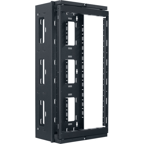 Lowell Manufacturing Rack-Swing Gate-Open Side-20U, 13" Deep, 1-Pair  Fixed Rails (Black)