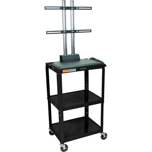 Luxor AVJ42DL-LCD Height Adjustable Steel A/V Cart with LCD Mount (Black)