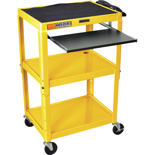 Luxor AVJ42KB Steel Adjustable A/V Cart with Pull-Out Keyboard Tray (Yellow)