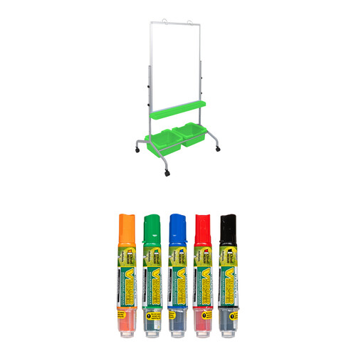 Luxor Classroom Double-Sided Magnetic Whiteboard & Assorted PILOT V Marker Kit