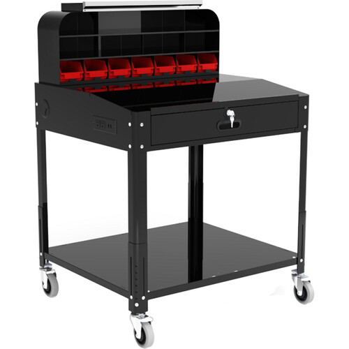 Luxor Height Adjustable Shop Desk With Bins